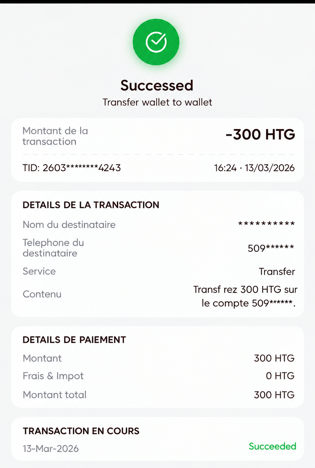 Preuve de paiement - @african